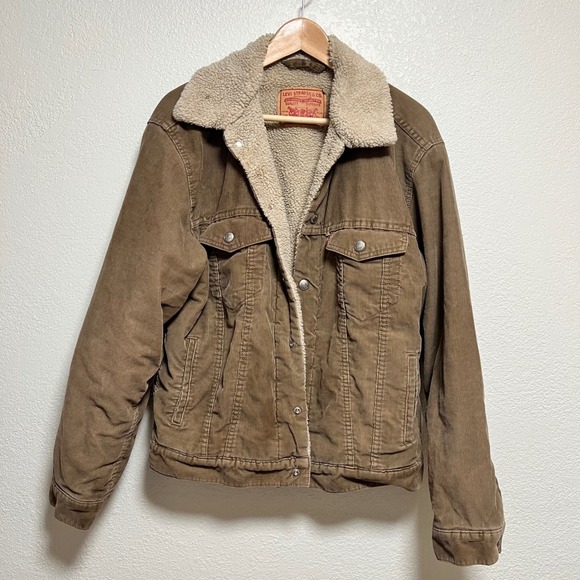 Levi's 70520 Corduroy Sherpa Trucker Jacket Retro Workwear Western Brown Size M - Picture 1 of 13